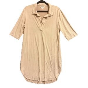 Womens Casual Faux Suede Fall Neutral Tan Tunic Dress L Luxe Basic Boho